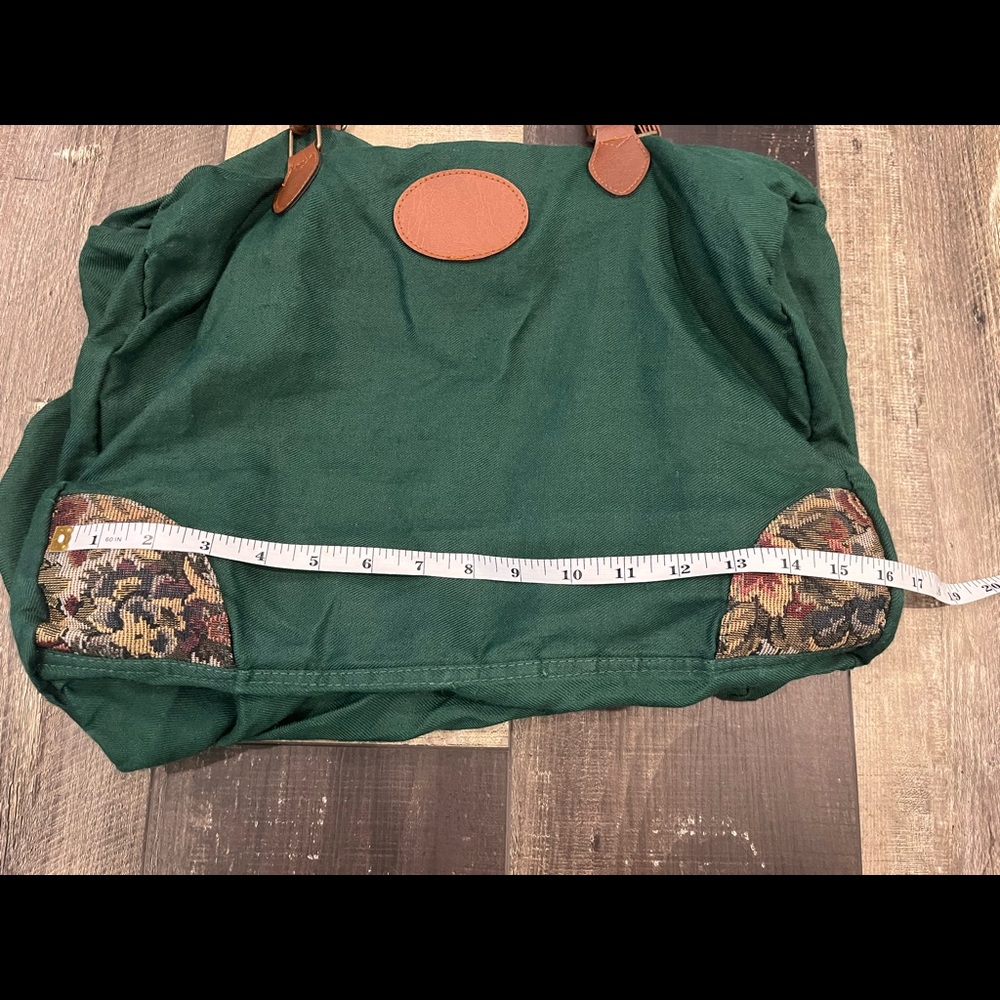 SOLD Vintage Green & Floral Cottagecore Overnight Bag/ Small Bag - Picture 5 of 13